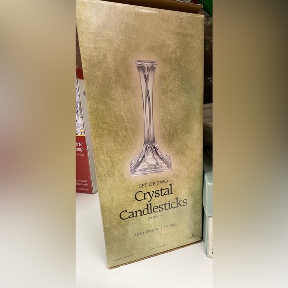 Vintage Pair of TOSCANY 24% LEAD CRYSTAL CANDLESTICKS 10 " Tall - Picture 3 of 3